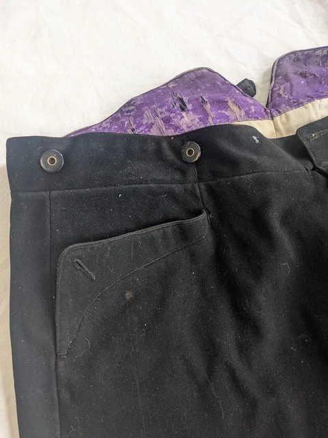 Early antique wool trousers with purple lining mid to late 19th century 2