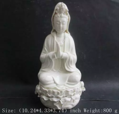 10 inches Chinese dehua white porcelain statue of goddess. Guanyin bodhisattva