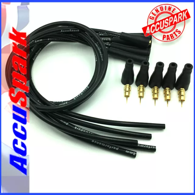 AccuSpark BLACK 8mm High Performance Silicone HT Leads for 4 Cyl r Classic Cars