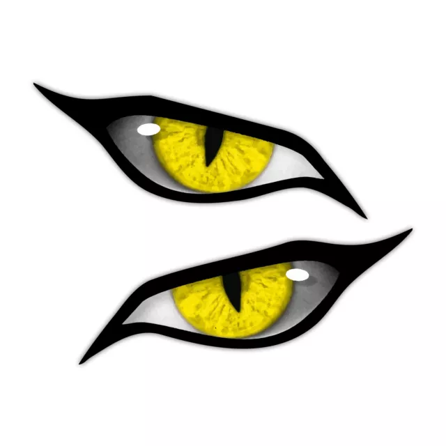 Pair of Evil Eyes Eye in Yellow Vinyl Car Motorbike Helmet Sticker Decal