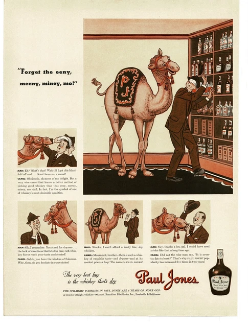 1941 Paul Jones Whiskey Camel Liquor Store James Williamson art Vintage Ad