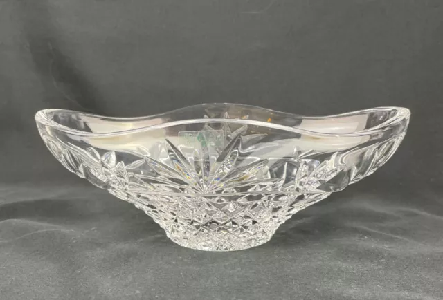 Galway Irish 24% Cut Crystal Clear Oval Bon Bon Candy Dish Bowl Footed Wavy Rim