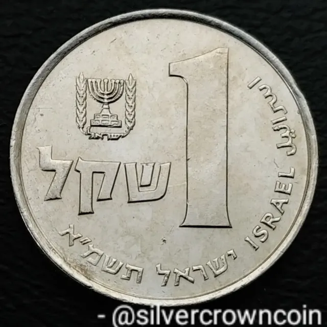 Israel 1 Sheqel 1981 JE 5741. KM#111. One Dollar coin. Chalice. Menorah 🕎.