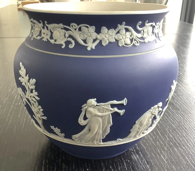 Adams Tunstall  Dark Blue Planter with White Detail