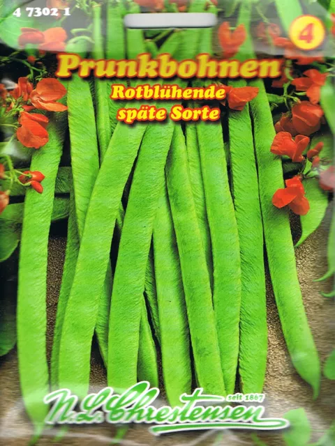 Prunkbohnen 'Rotblühende' Feuerbohnen Stangen Bohne  Saatgut  Gemüse  473021