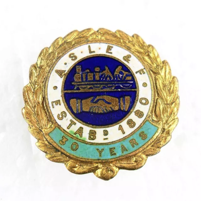 Aslef Union Badge Locomotive 30 Years Button Pin Lapel Enamelled Lapel Vintage