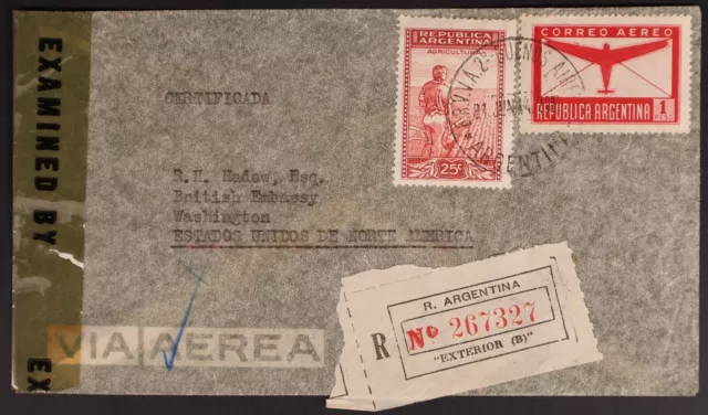 Mayfairstamps Argentina 1944 Buenos Aires to British Embassy Washington Register