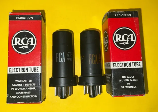 Pair Vintage RCA USA 6V6 Metal Vacuum Tubes - Original Boxes - TV-7 TESTED