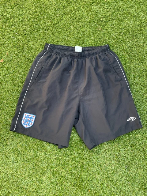 Umbro Englad Football Mesh Lined Black Dark Blue Shorts Used Size Xl R3