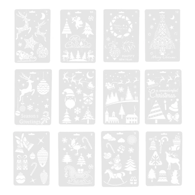12 Pcs Vorlagen Für Weihnachtsschablonen Zum Malen Auf Holz Kind Manuskript