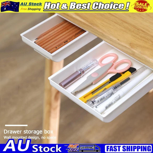 Under Desk Self-adhesive Table Drawer Storage Box Desktop Organizer Tray Box