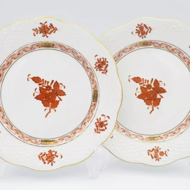 Pair of Herend Apponyi Orange 517 AOG dessert/salad Plates 1st quality #3