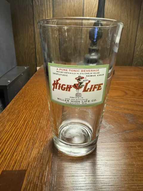 Miller High Life Beer Conical Shaker Pint Glass " A Pure Tonic Beverage"
