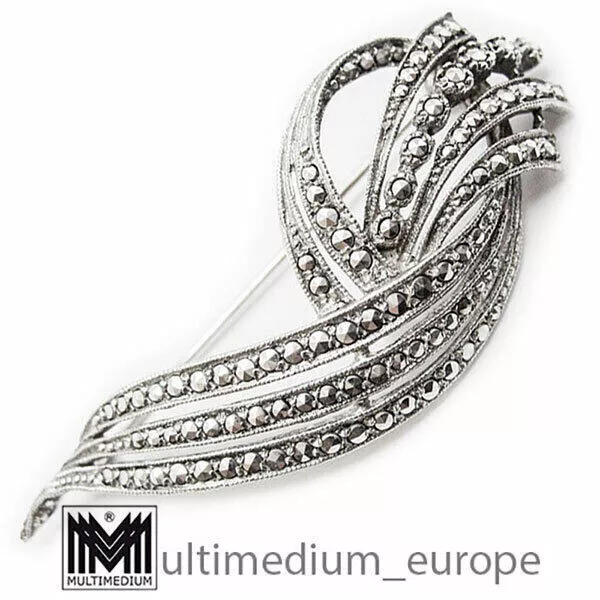 magnifica spilla argento marcasite art déco silver spilla marcasites