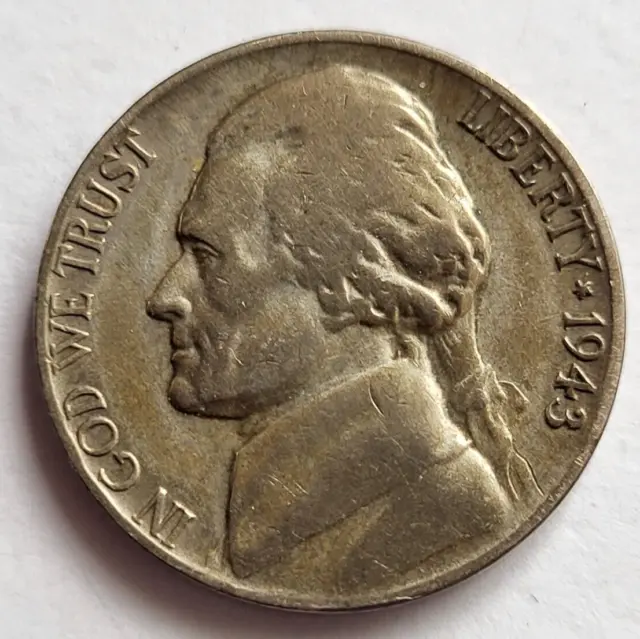 1943 -P Jefferson Silver War Nickel 5c Coin - Wartime - Philadelphia Mint