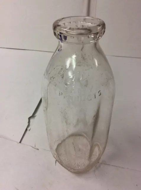 Vintage Hart Dairy Products Michigan Quart Glass Milk Bottle Clear