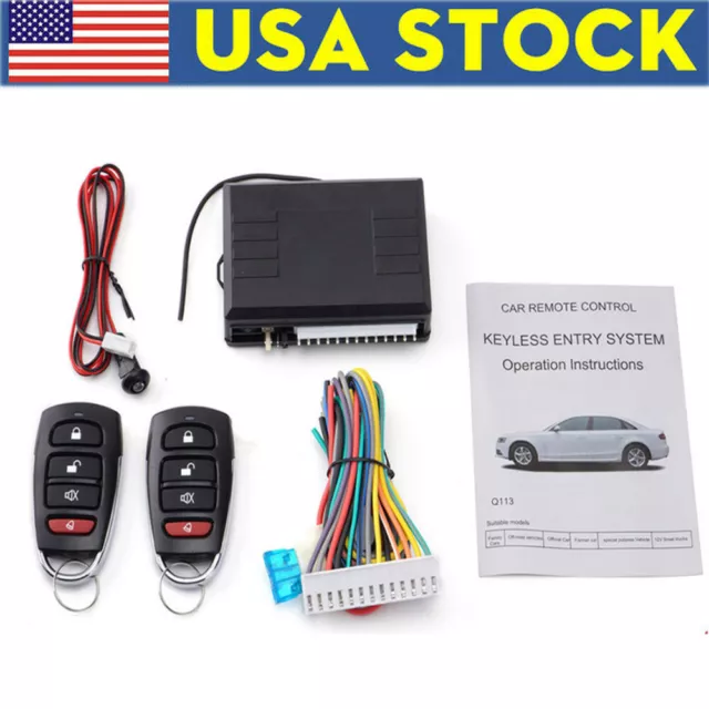 Car Alarm System Remote Security Auto Central Locking Kit Door Lock Keyless US
