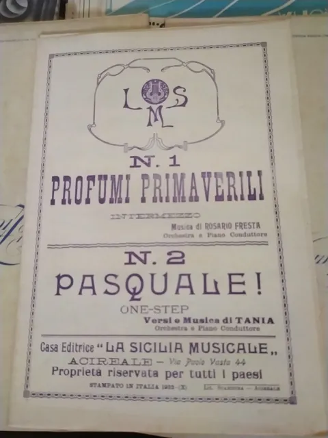 Pasquale Di Tania. PROFUMI  PRIMAVERILI di ROSARIO FRESTA spartito 1933