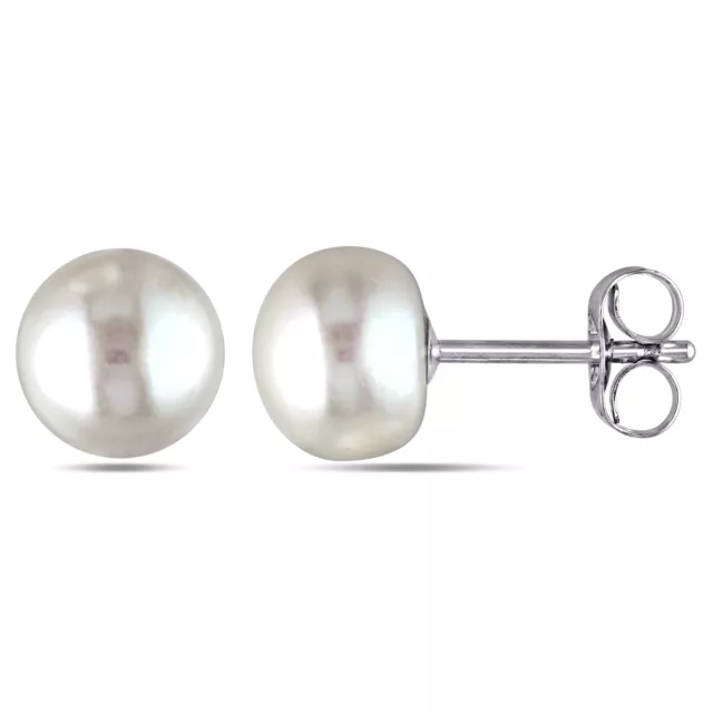 Amour 14k White Gold White Cultured Freshwater Pearl Stud Earrings