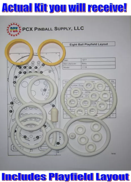 1977 Bally Eight Ball Pinball Machine Rubber Ring Kit