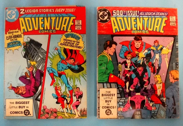 2 Vtg 1983 DC  ADVENTURE COMICS #495 & #500 Legion of Super-Heroes Digest Format