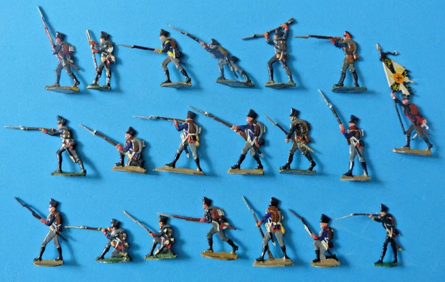 Lot De 20 Soldats En étain Plat (Zinnfiguren) – Prussiens Premier Empire, 30mm, 1:60