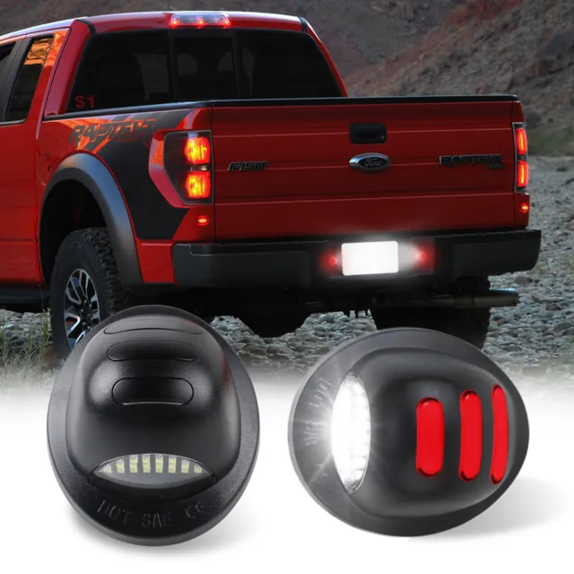 2Pcs Red Tube LED License Plate Tag Light Lamp for 1999-2016 Ford F150 F250 F350