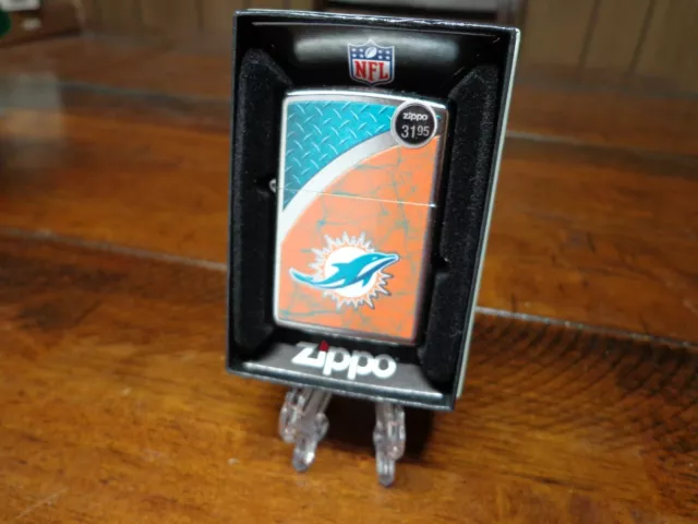 Miami Dolphins Logo Nfl Zippo Lighter Mint In Box Retired Design