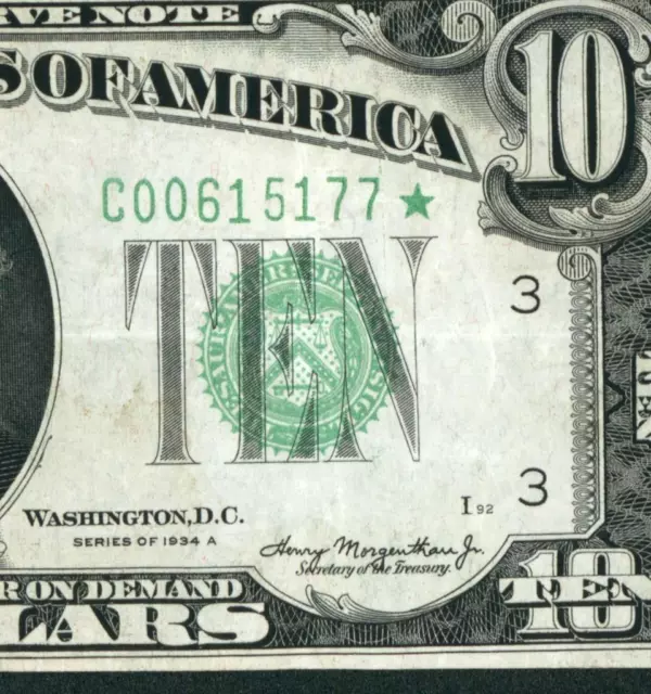 ** STAR ** $10 1934 A Federal Reserve Note ** DAILY CURRENCY AUCTIONS