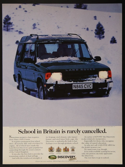 Land Rover Discovery Britain Deep Snow Vintage Print Ad 1995