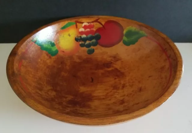 Vintage Hand  Painted Wooden Fruit,Salad,Bread Bowl Beautiful Condition