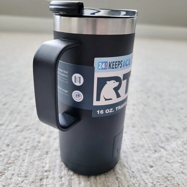 RTIC 16 oz Travel Coffee Cup Mug Stainless Steel Vacuum Insulated Charcoal Black 3