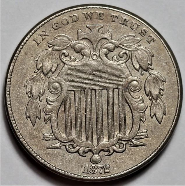 1872 Shield Nickel - Scratched - US 5c Coin - L36