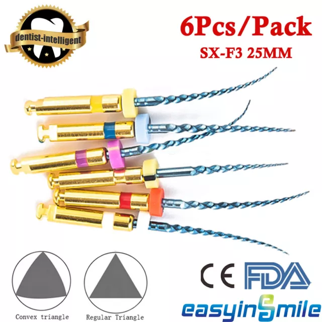 Easyinsmile 6pcs Dental Endodontic NITI Rotary X3 Taper Blue Max Endo Files 25MM