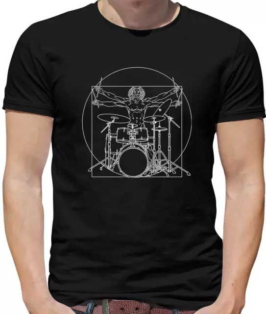 Vitruvian Man Drummer Mens T-Shirt - Drumming - Musician - Funny - Band - Music