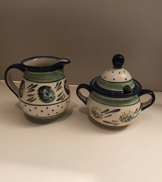 Zaklady Boleslawiec Polish Pottery Limon Swirl Creamer And Sugar Bowl Set