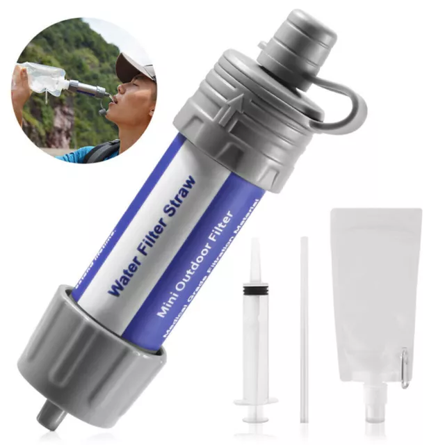 Portable Water Filter Straw Purifier Emergency Life Survival Camping Hiking AU