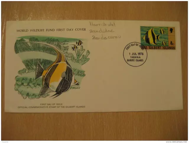 MOORISH IDOL ZANCLIDAE ZANCLE CORNU FISH FISHES Tarawa 1976 FDC Cancel Cover GIL