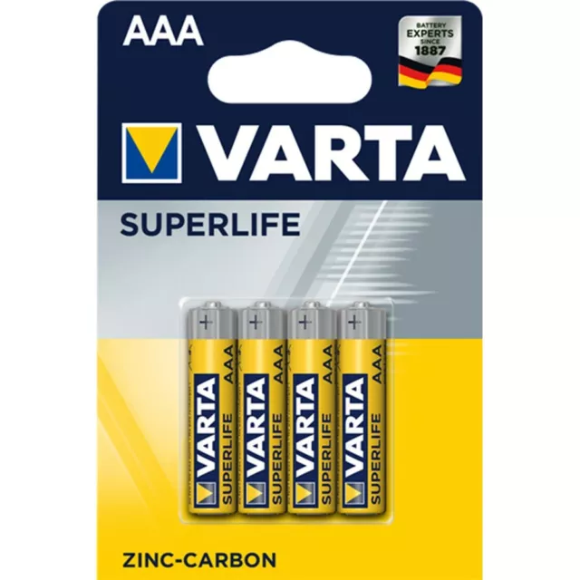 100 Batterie Varta MiniStilo Batteria AAA Pile Mini Stilo Superlife 1,5 Volt