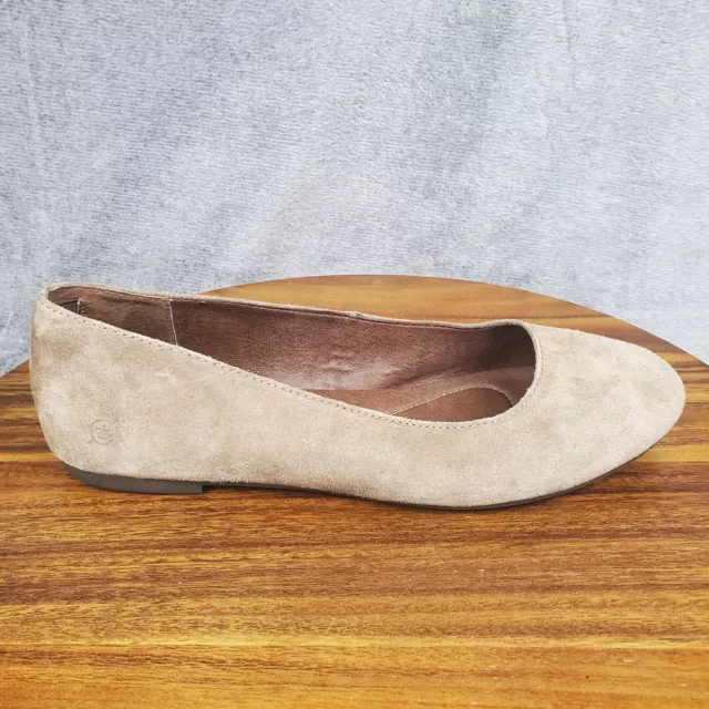 Born Ballet Flats Women's 9.5 M Taupe Brown Suede Leather Slip On Comfort Shoes