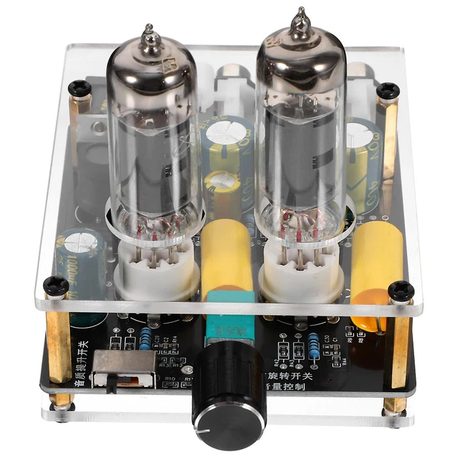Préampli Phono à Tubes Pour Platine Vinyle - Entrées MM/MC, Sortie Casque 3.5mm - Réglage Graves/aigus - Design Rétro Avec Tubes Visibles