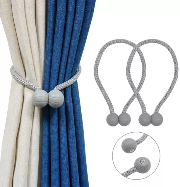 2PC Magnetic Curtain Tie Backs Tieback Clips Ball Buckle Holder Home Window Gift