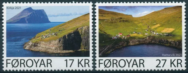 Faroes Faroe Islands Landscapes Stamps 2021 MNH Kirkja & Hattarvik 2v Set