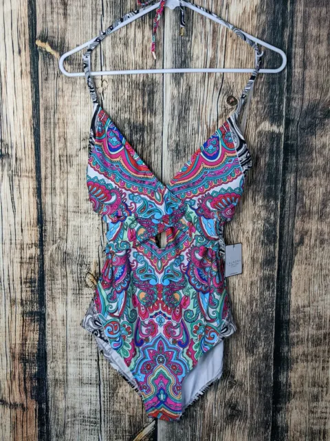 Laundry by Shelli Segal Swim Suit Womens M One Piece Paisley NWT