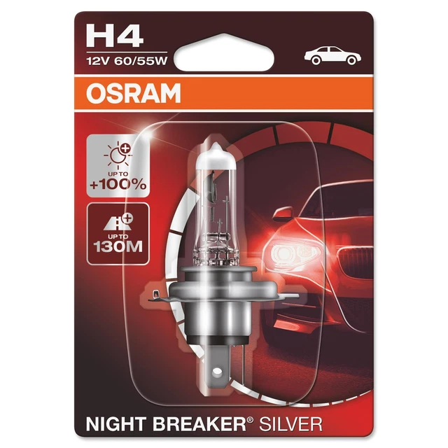 OSRAM 64193NBS-01B NIGHT BREAKER SILVER H4 Fernlicht Glühlampe 60/55W ...