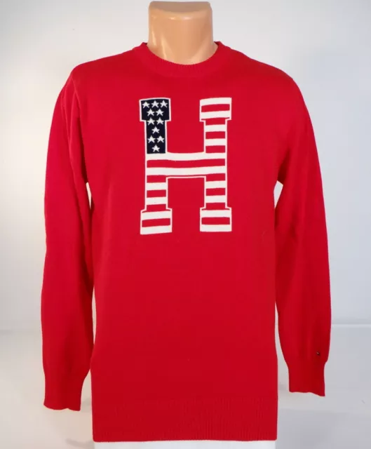 Tommy Hilfiger Red Logo Stars & Stripes Cotton Sweater Youth Boys NWT