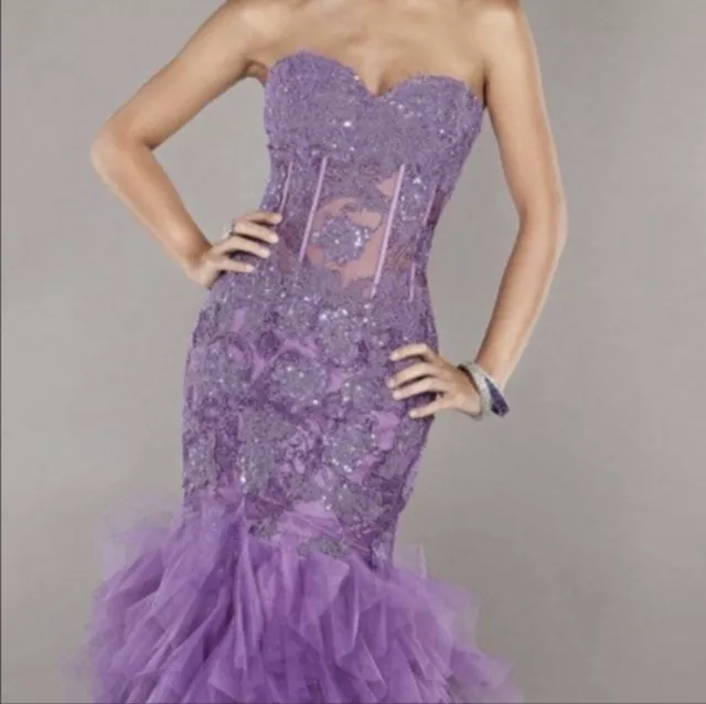 Jovani Mermaid Style Sequined Purple Prom Dress