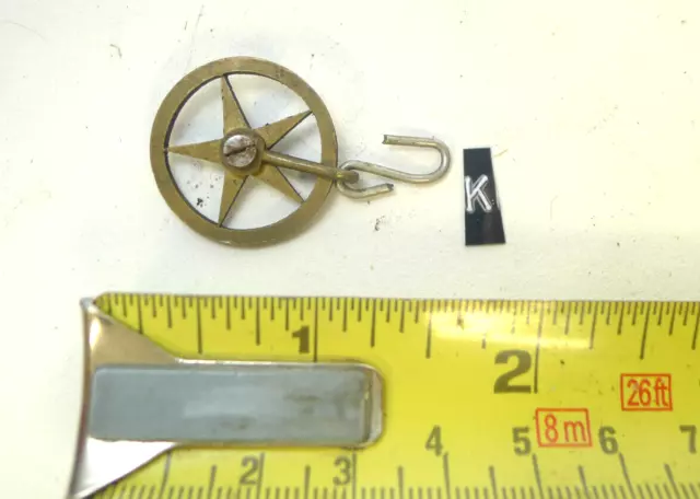 k) Antique Miniature Size VIENNA REGULATOR Clock Gut BRASS weight PULLEY 5 spoke