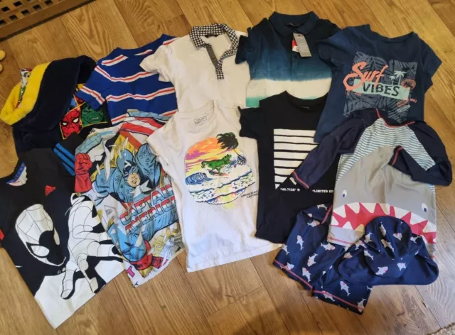 Boys Clothes 5-6 Years 11 Piece Bundle Dressing Gown 3 Piece Swim Set Tshirt GC