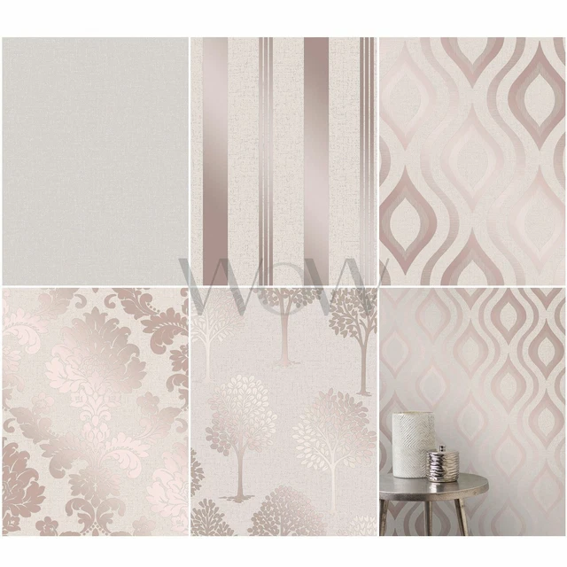FINE DECOR QUARTZ Rose Gold / Beige Wallpaper Geometric / Stripe